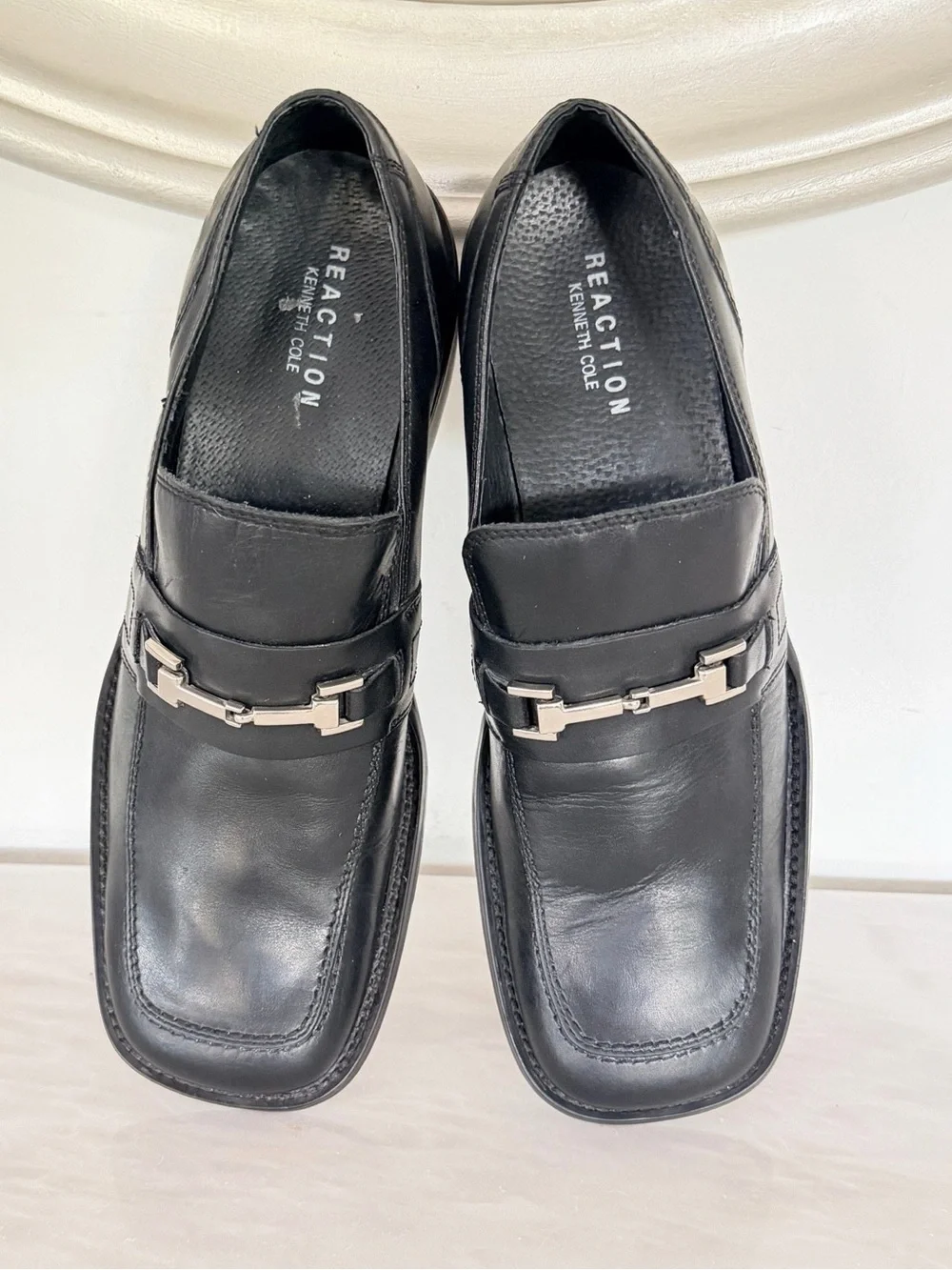 Kenneth Cole Reaction Leather Bit Loafers Men’s 10M Black Slip On Dress Shoes
